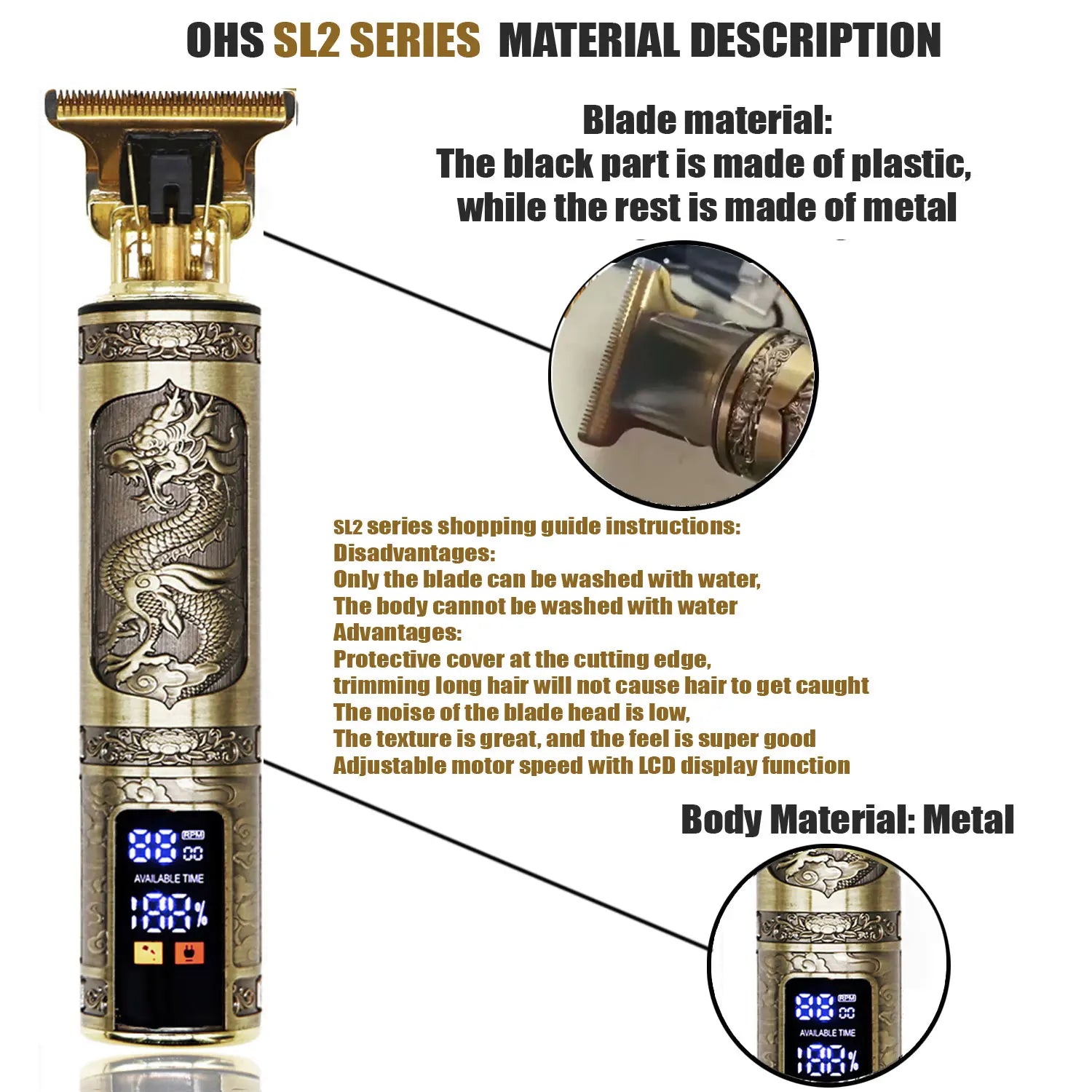 Máquina de Cortar Cabelo T9 — Aparador para Barba e Cabelo, Acabamento 0mm, Aparador Corporal Masculino, Máquina de Corte Elétrica Estilo Barber Shaver