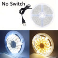 Fita LED 5V 2835 — Adesiva, Recortável, Luz Branca/Branco Quente, Fita Flexível para Iluminação de TV, Armários e Decoração de Casa
