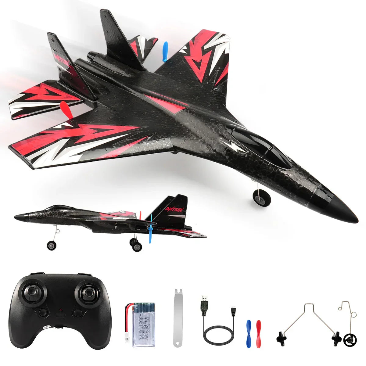 Avião RC SU35 FX620 FX820 — Modelo Planador Voador com Controle Remoto 2.4G, Luzes de LED, Aeronave de Espuma — Brinquedo Infantil / Presente para Crianças