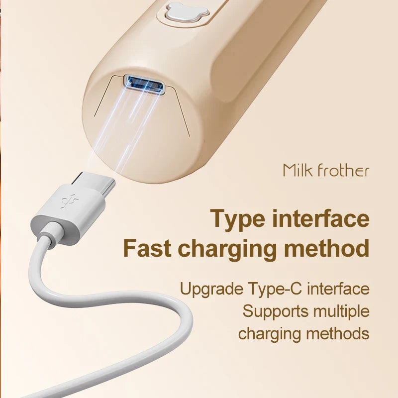 Mini Espumador de Café — Recarregável via USB, 3 Velocidades, Mixer Elétrico para Café e Leite, Batedor Portátil, Misturador para Ovos e Ferramenta de Cozinha Quente